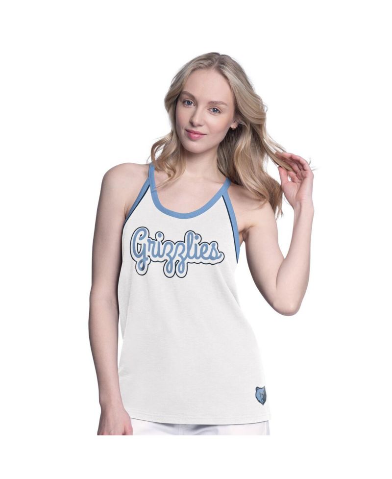 Women's White Memphis Grizzlies Curveball Racerback Scoop Neck Slub Tank Top