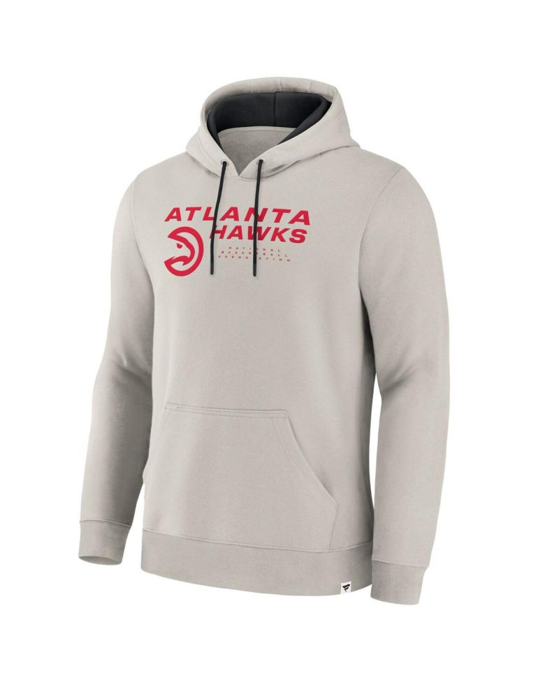 Men's Off White Atlanta Hawks Crossover Collection Blocked Shot Premium Pullover Hoodie