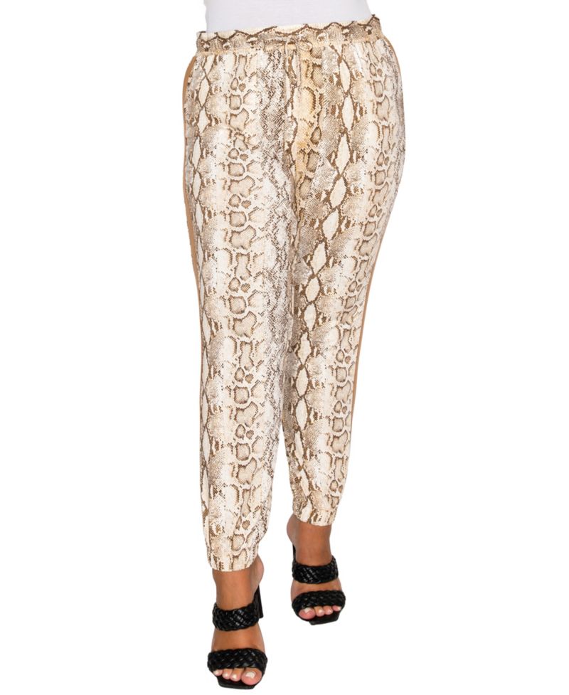COIN804 Plus Size Python Side Contrast Jogger Pants