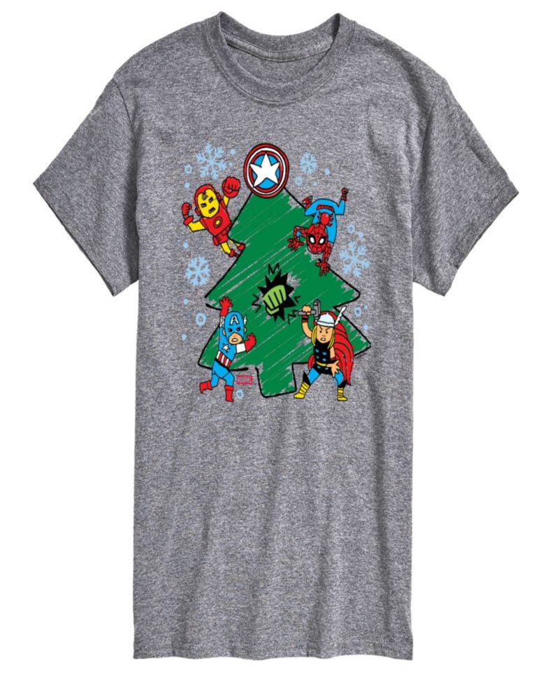Men's Marvel Avenger Christmas Sketch Short-Sleeve Graphic T-Shirt