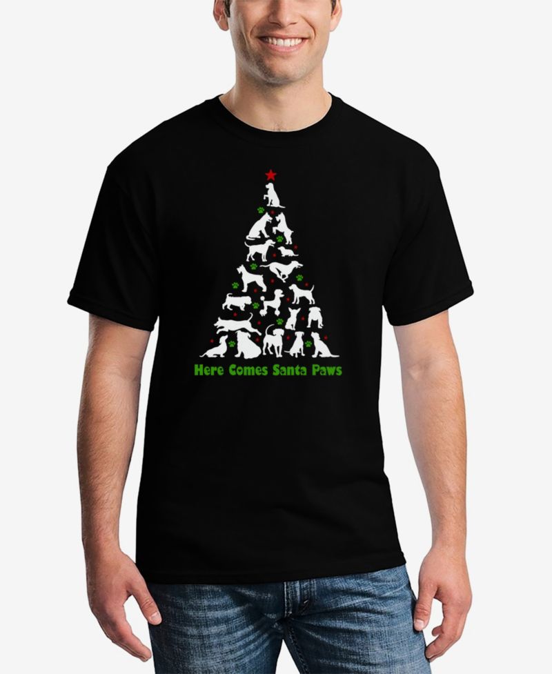 Men's Here Comes Santa Paws Word Art T-Shirt