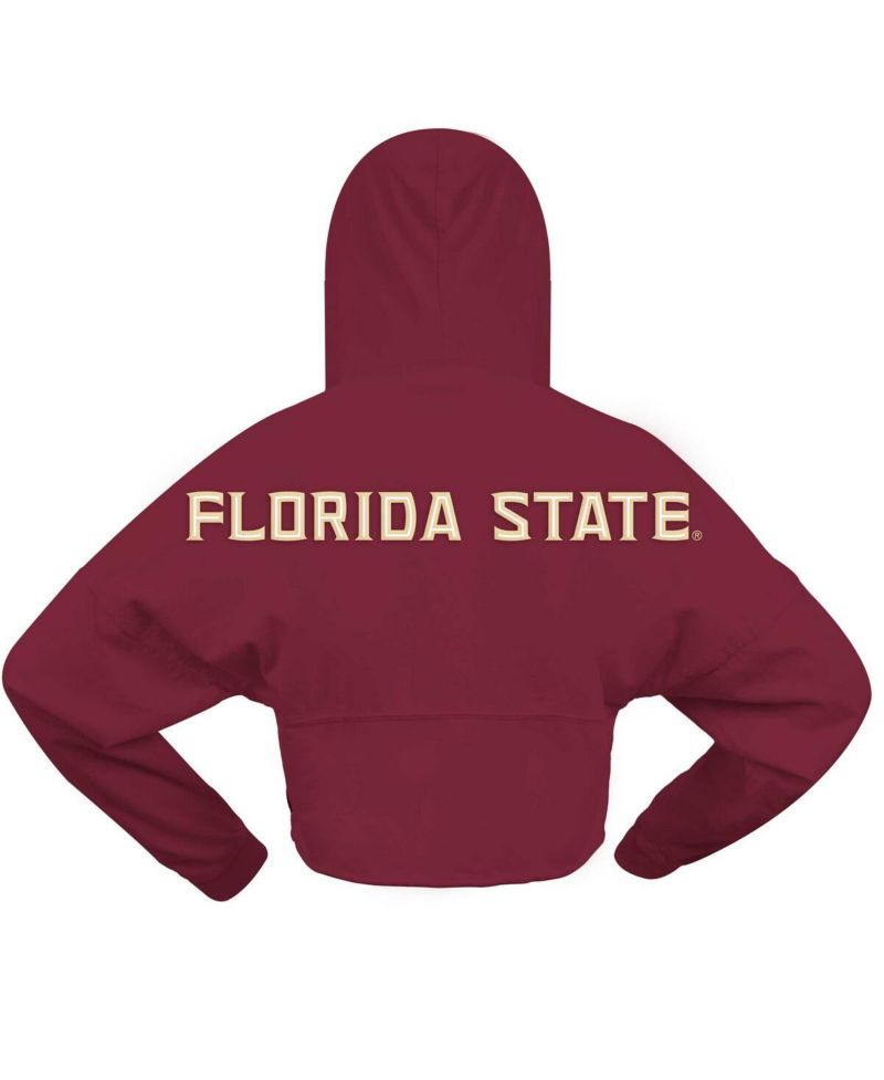 Women's Garnet Florida State Seminoles Oversized Cropped Pullover Hoodie