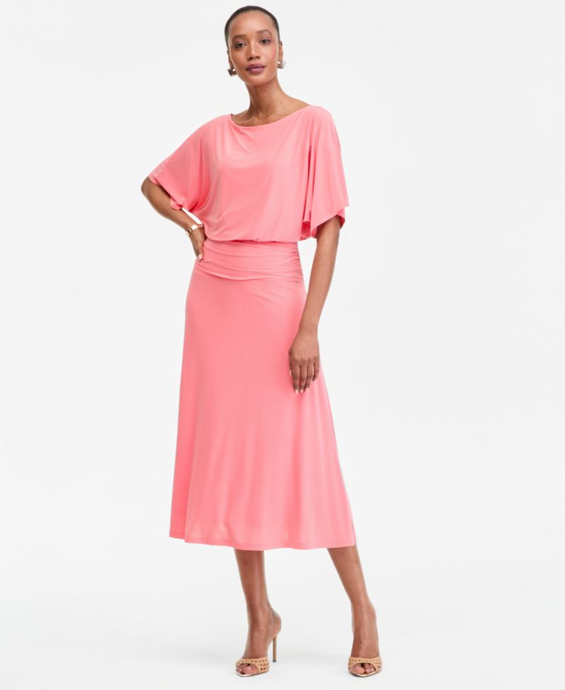 Women's Elbow-Sleeve Knit Midi Dress