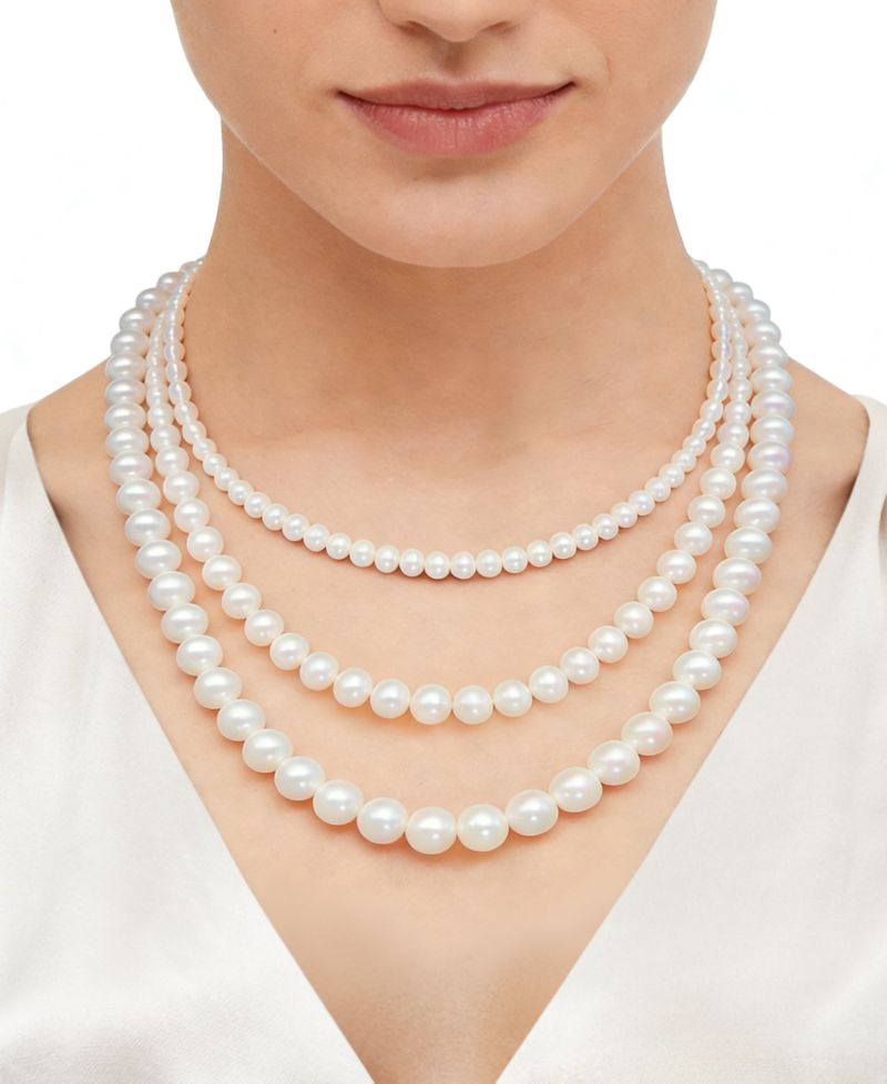 White Cultured Freshwater Pearl (7-8mm) 16" Necklace in 14k Yellow Gold