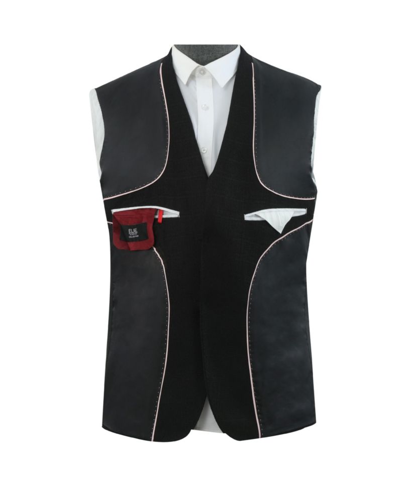 Boys Black Slim Fit Melange Jacket