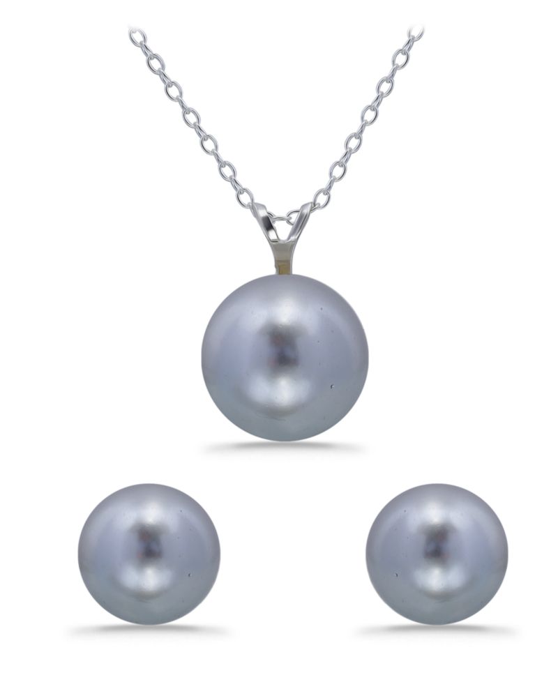 Shell Pearl Pendant and Freshwater Shell Pearl Stud Necklace and Earring Set
