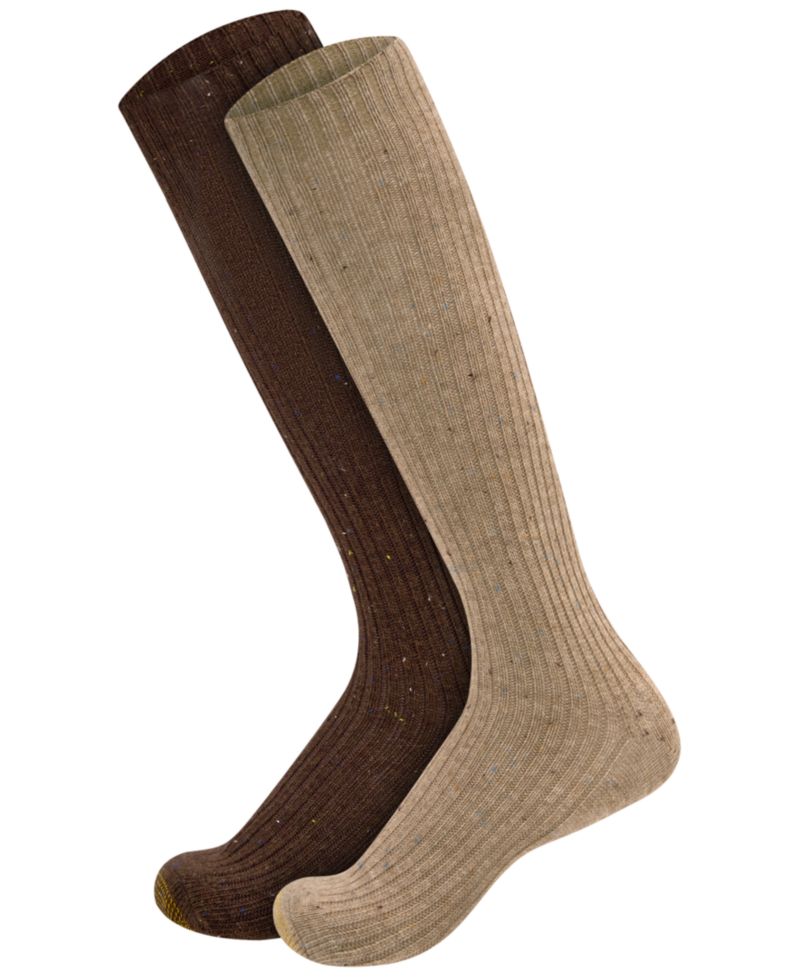 Women's Knit Nep Reinforced Toe Knee-High Socks, 2-Pack