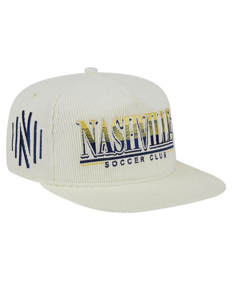 Men's White Nashville SC Throwback Corduroy Golfer Adjustable Hat