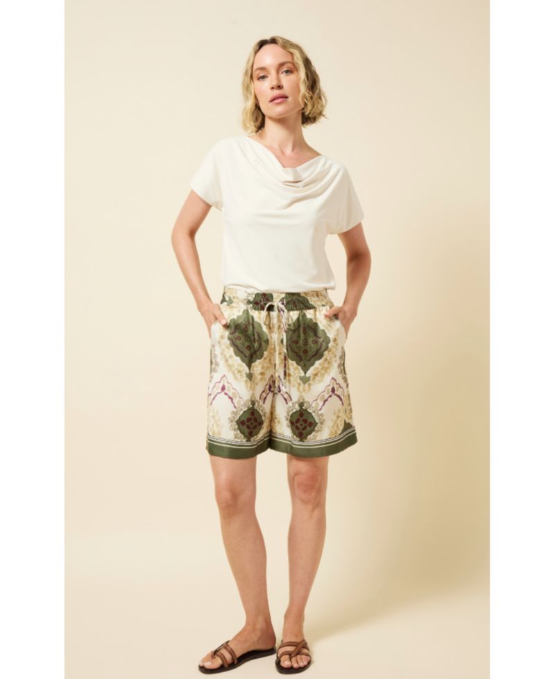 Women's Adhara Satin Mid-Rise Wide-Leg Boxer Shorts, 7" Inseam