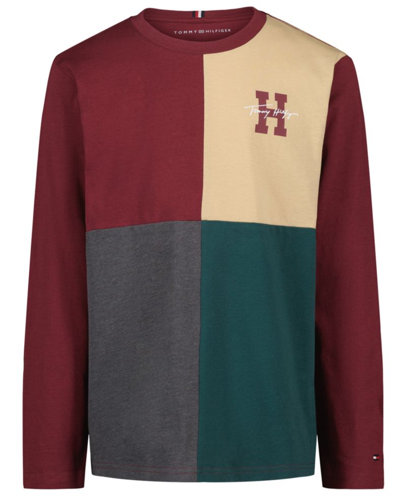 Boys' 2T-7 Quad Pieced Color-Block Long-Sleeve T-Shirt
