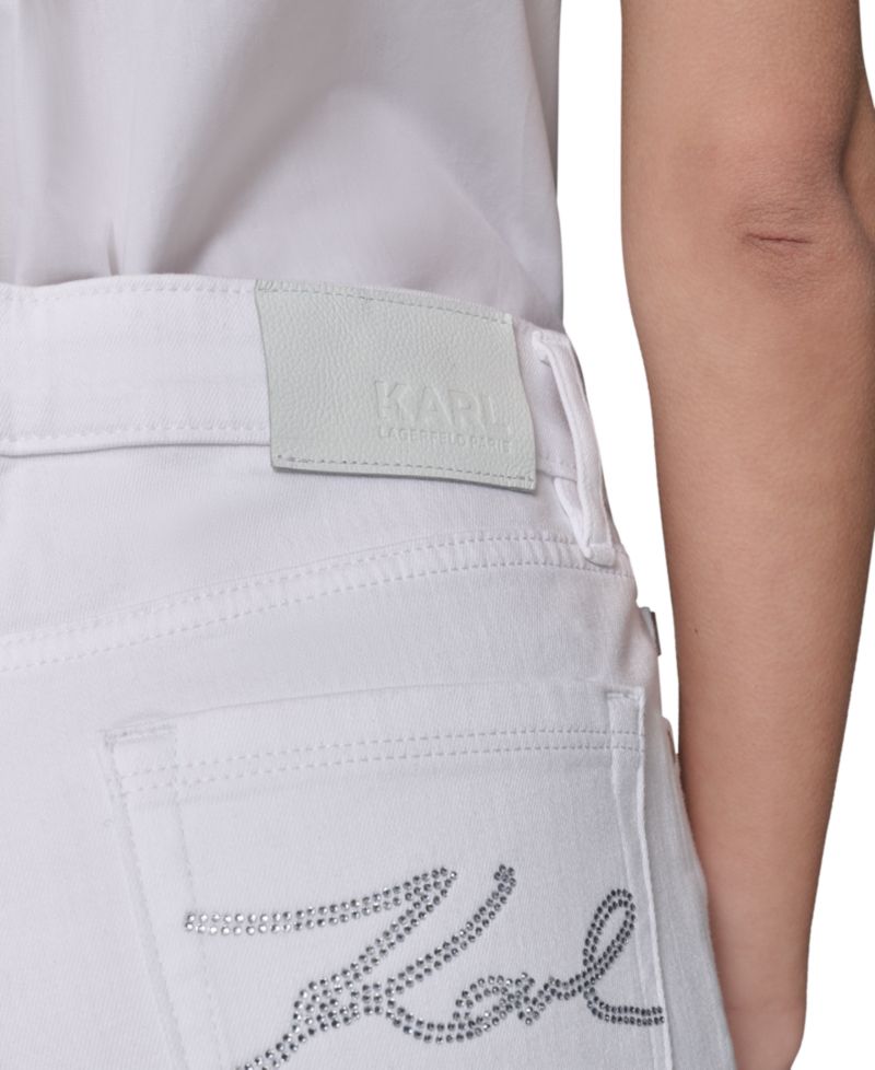Women's High-Rise Crystal-Cuff Jeans