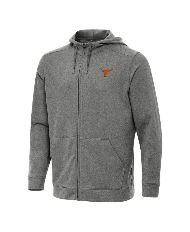Men's Heather Black Texas Longhorns Effortless Full-Zip Hoodie Jacket