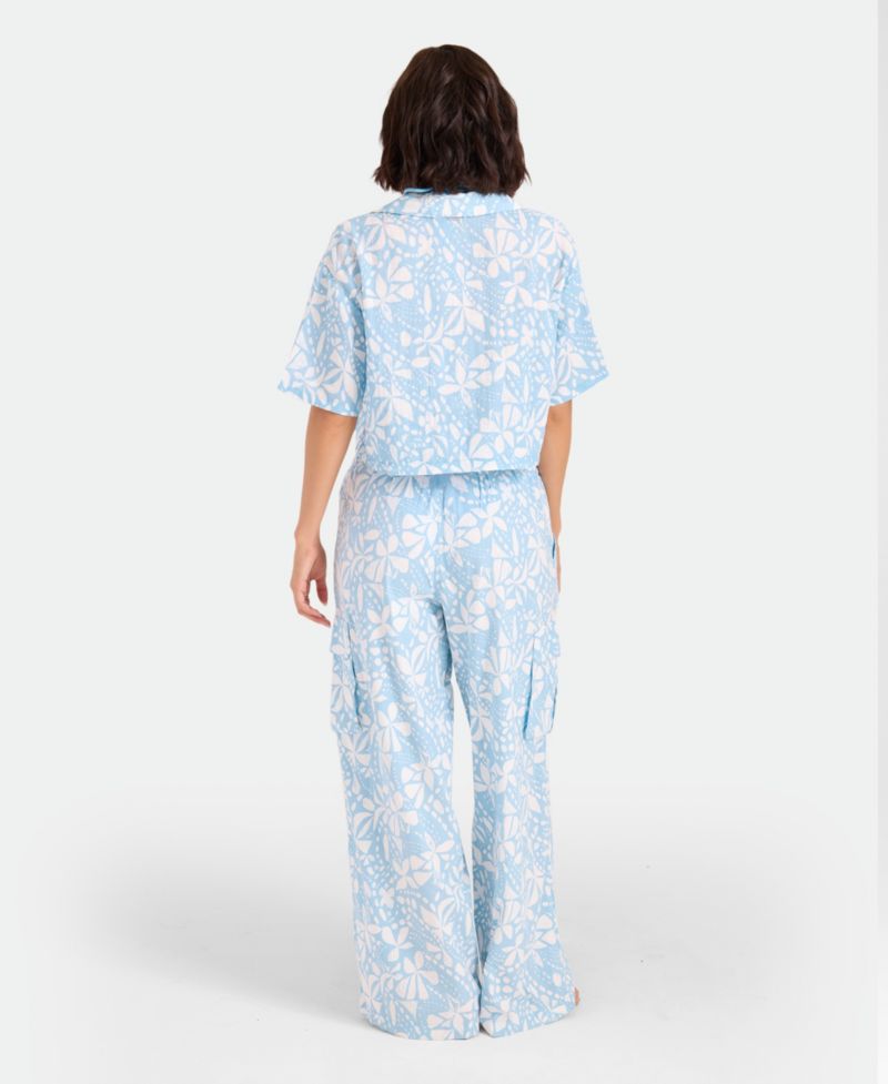 Women's Floral Print Front Tie Swim Cover-Up Shirt