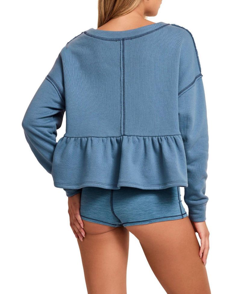 Women's Norma Long-Sleeve Peplum Sweatshirt and Shorts Set