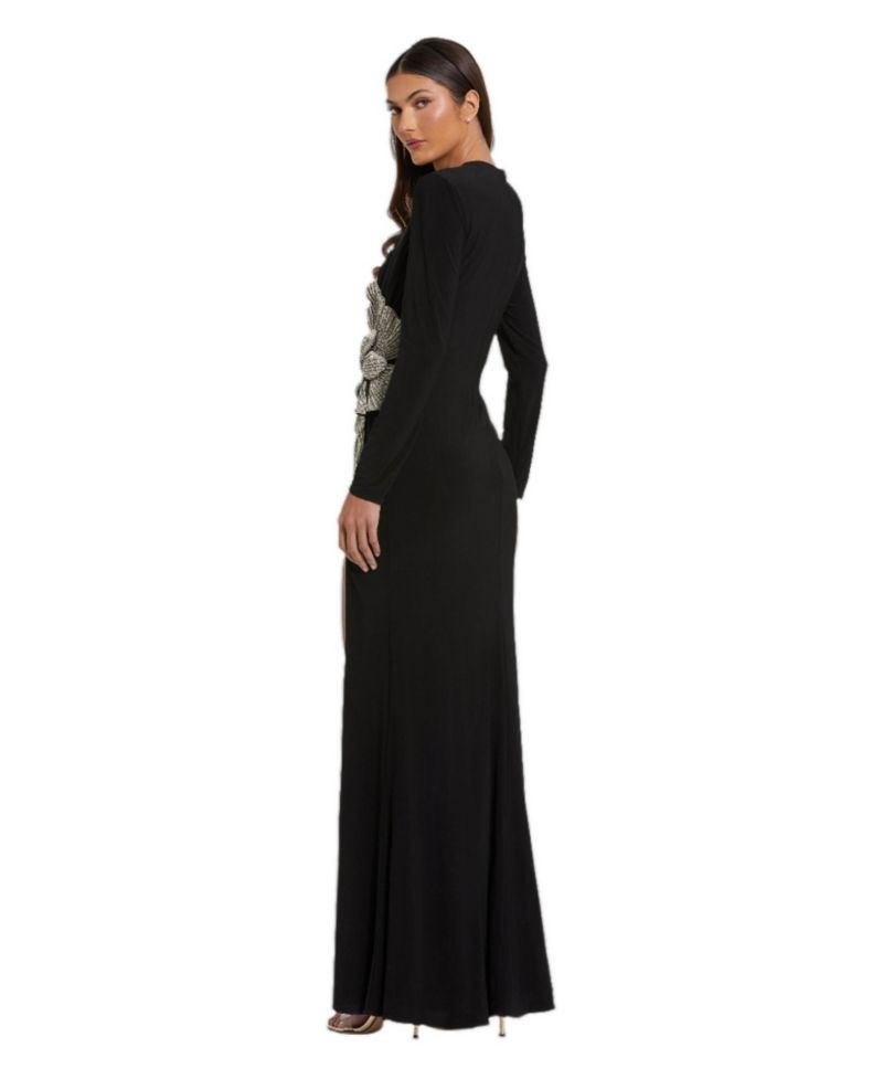 Petite Jersey Gown With Embellished Flower