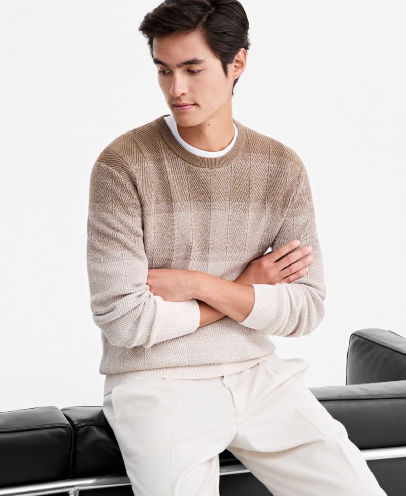 Men's Herr Cotton Gradient-Stripe Crewneck Sweater, Macy's Exclusive