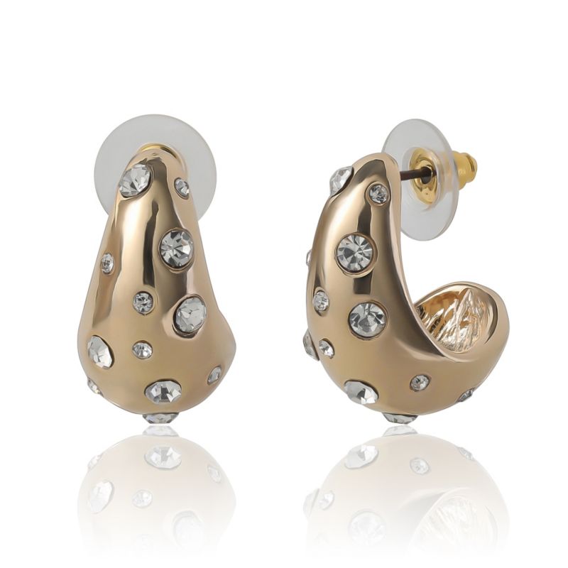 -Tone PavÃ© Polka Dot Sculptural Hoop Earrings
