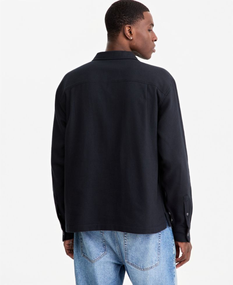 Men's Flannel Camp Collar Relaxed-Fit Shirt