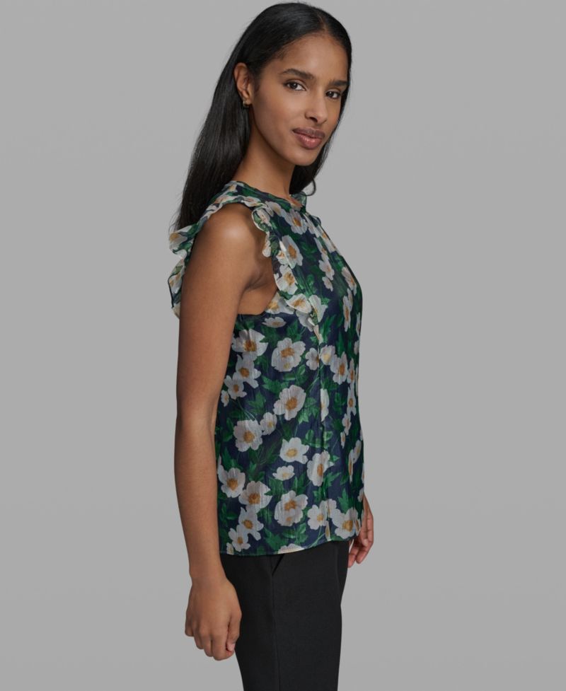 Women's Printed Organza sleeveless Blouse