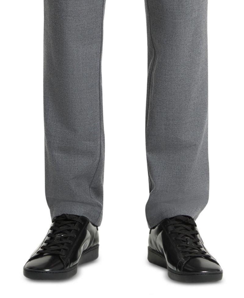 Men's Straight-Fit Wool-Blend Flat-Front Trousers
