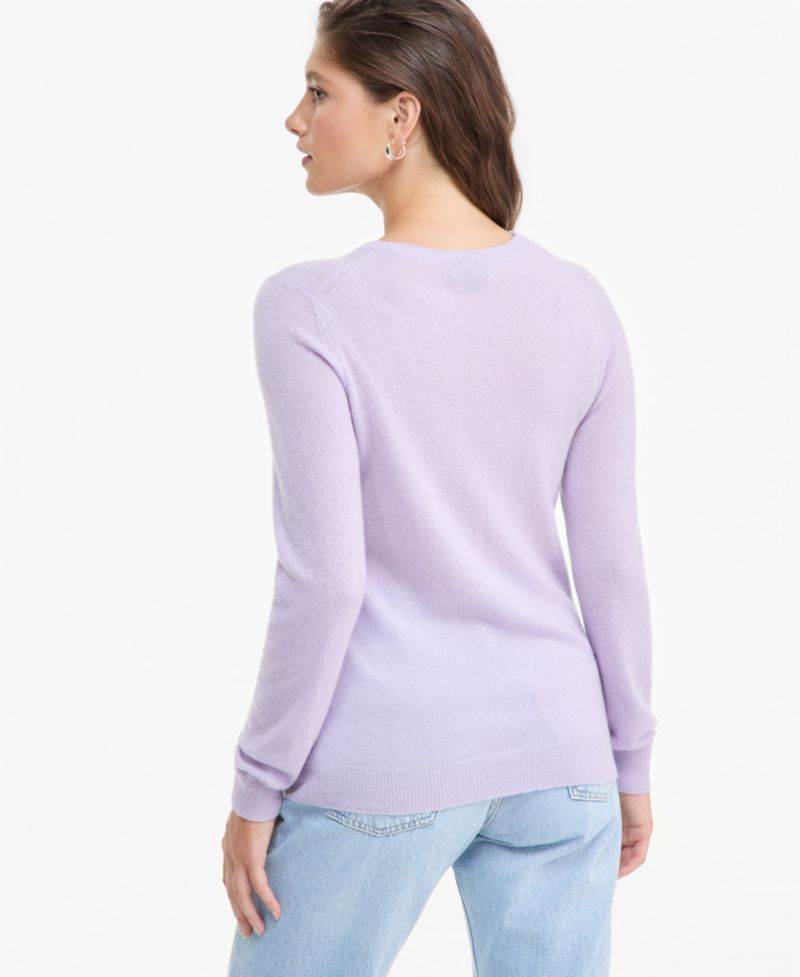 100% Cashmere Women's Petite Long-Sleeve Crewneck Sweater