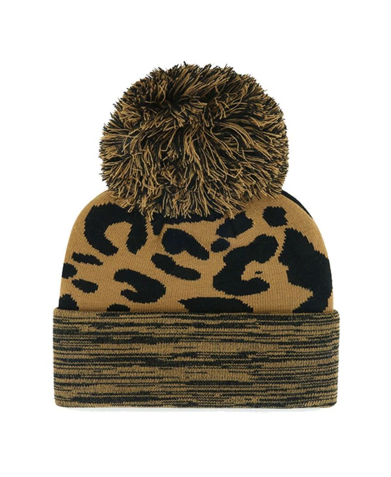 Women's Washington Nationals Leopard Rosette Cuffed Knit Hat with Pom