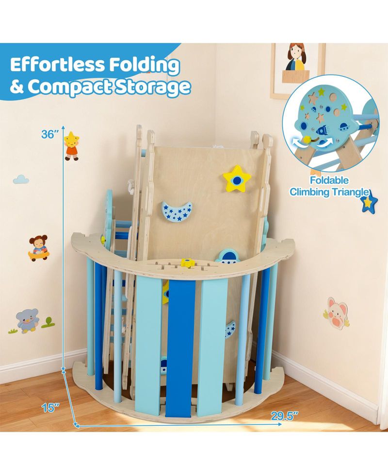 8-in-1 Foldable Triangle Baby Climbing Toys, Astronaut/Unicorn Theme