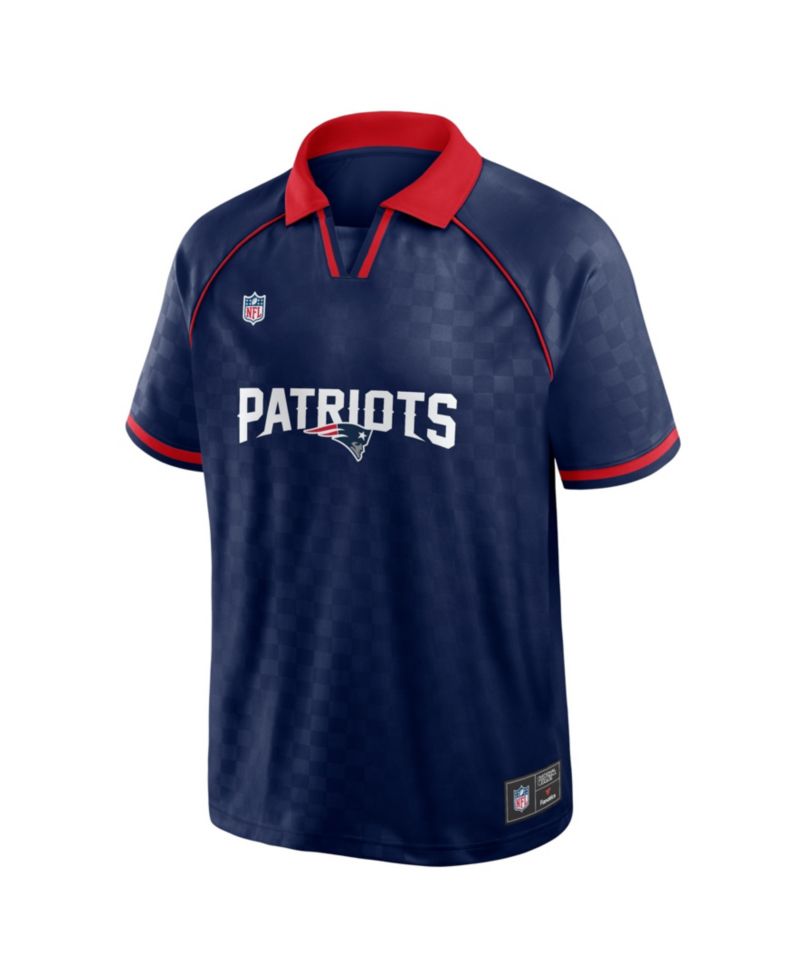 Men's Navy/Red New England Patriots Homerun Raglan V-Neck Polo Shirt