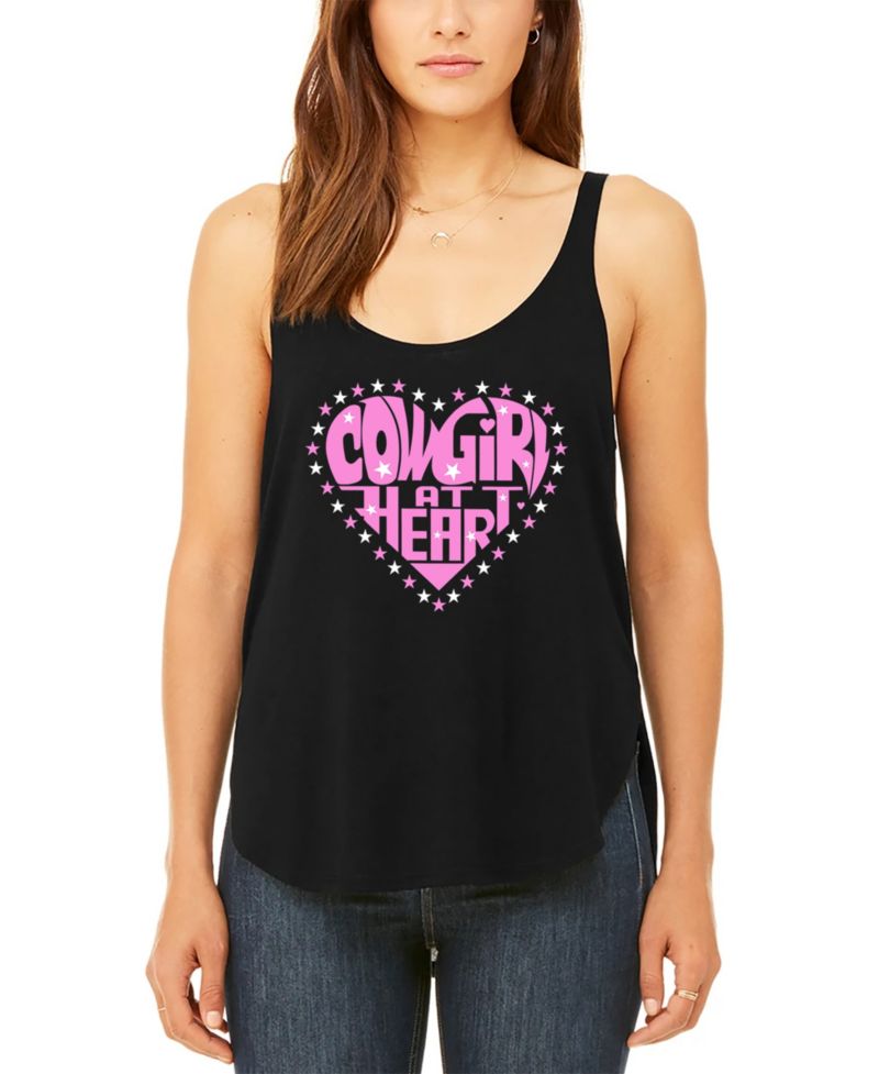 Women's Cowgirl at Heart Premium Word Art Flowy Tank Top