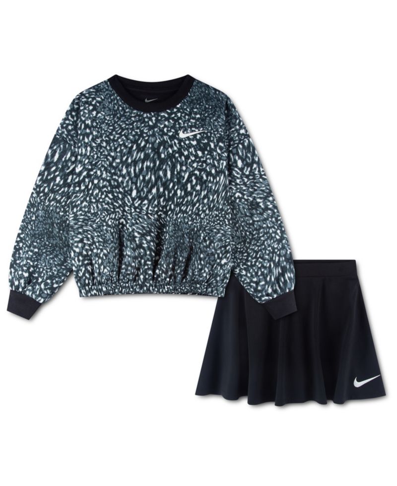 Girls' 2T-6X Allover Printed Top and Skirt, 2-Piece Set