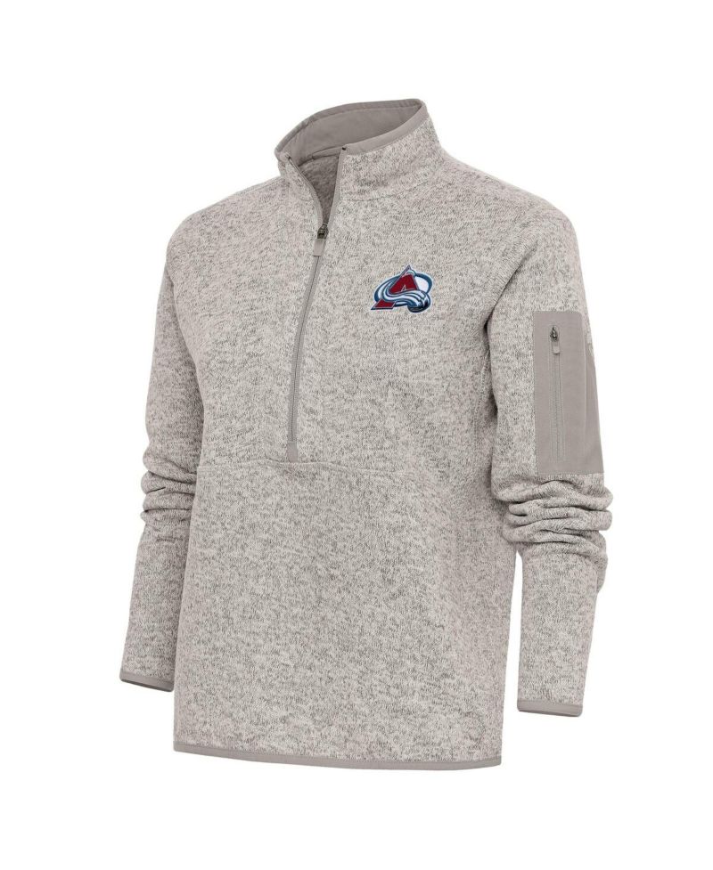 Women's Oatmeal Colorado Avalanche Team Logo Fortune Quarter-Zip Jacket