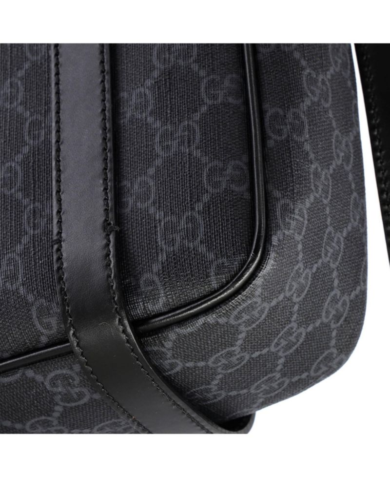 Medium Interlocking G Patch Messenger Bag GG Coated Canvas with Leather