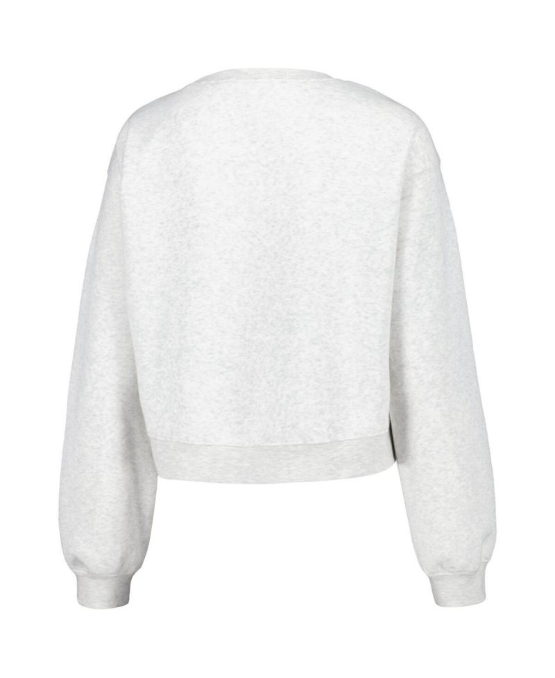 Women's Oatmeal Tennessee Volunteers Core Chenille Cropped Pullover Sweatshirt