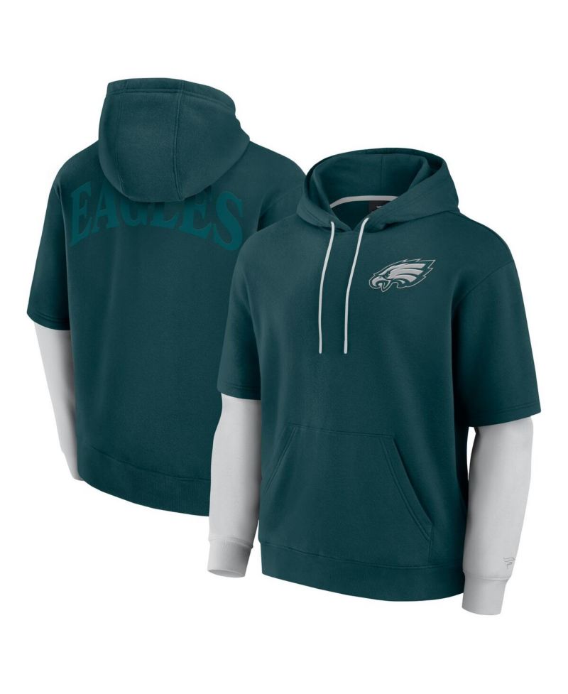 Men's and Women's Green Philadelphia Eagles Sleek Elements Pullover Hoodie