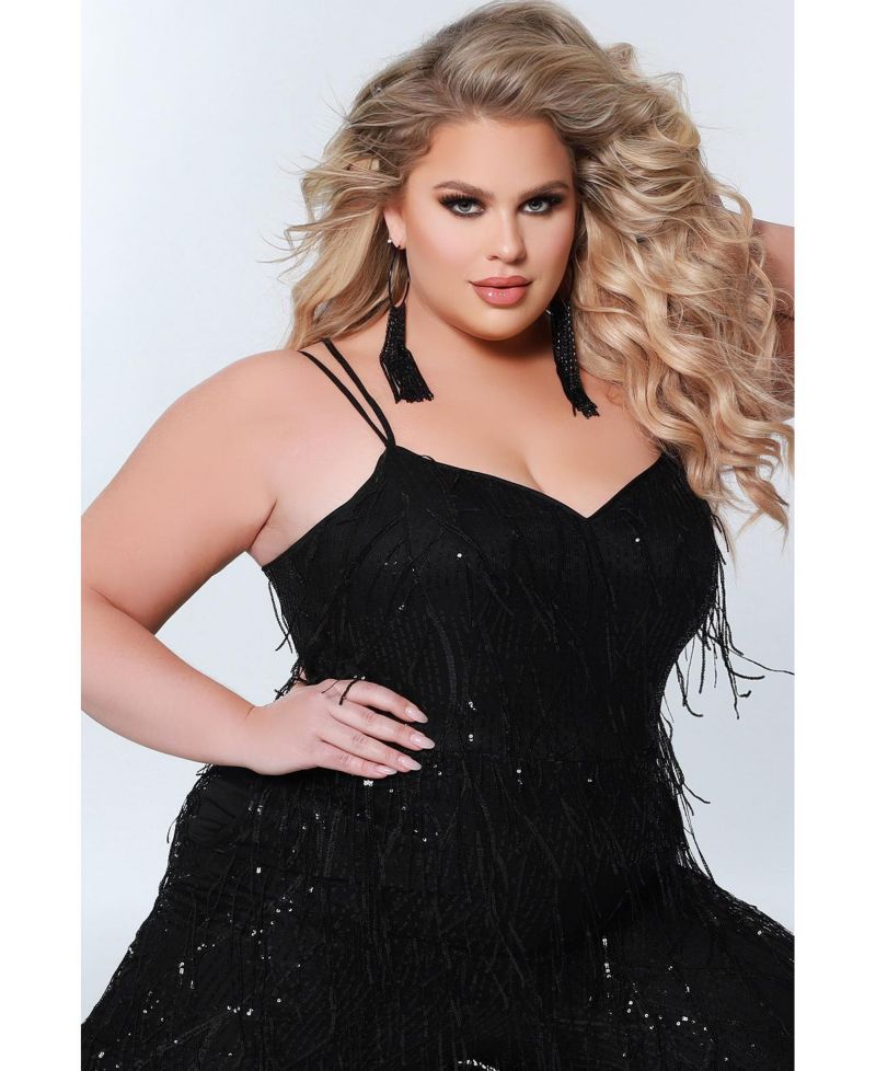 Women's Sequin Jumpsuit with Fringe