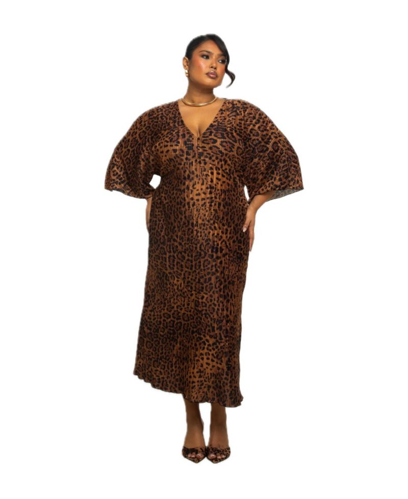 Women's Leopard Print Midi Dress
