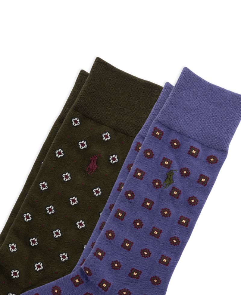 Men's Foulard Slack Ribbed-Cuff Crew Socks, 2-Pack