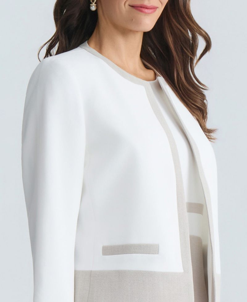 Women's 3/4-Sleeve Open-Front Color Block Blazer, Regular & Petite