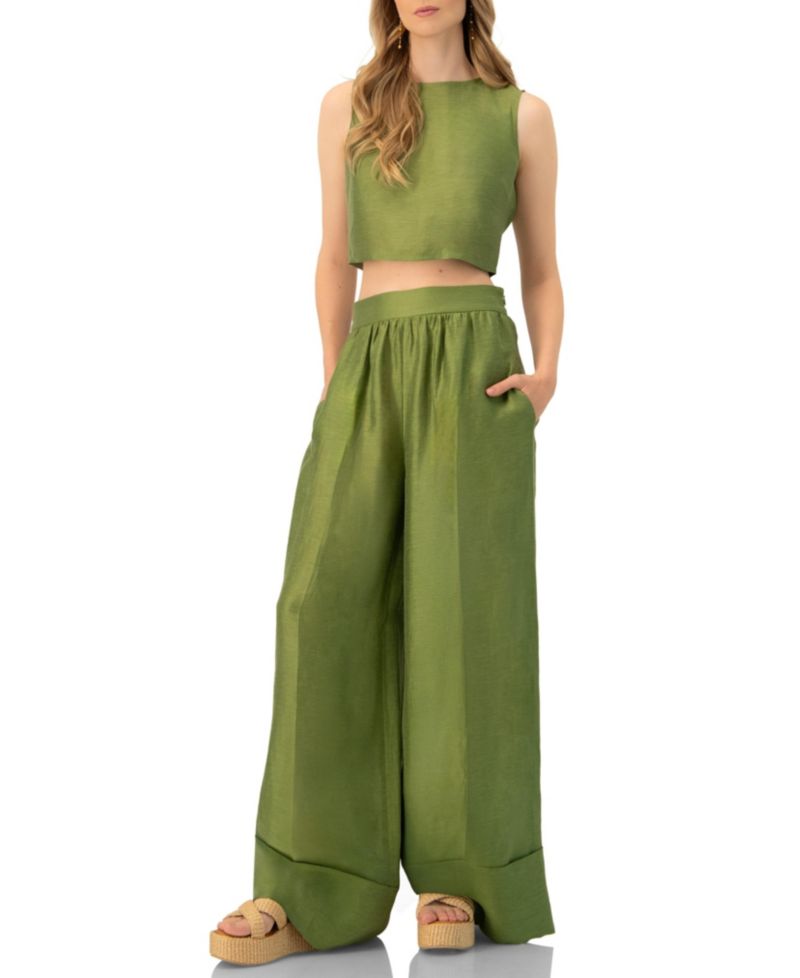 Women's Linen Maxi Wide-Leg Pants