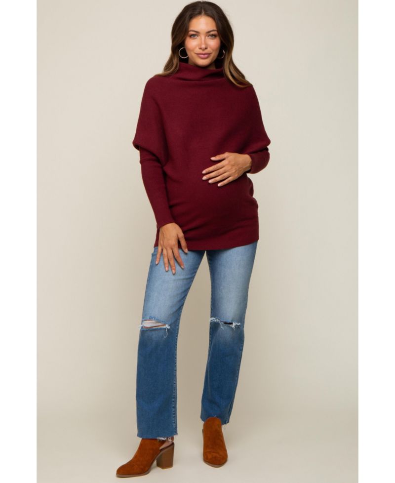 Women's Forest Green Funnel Neck Dolman Sleeve Sweater
