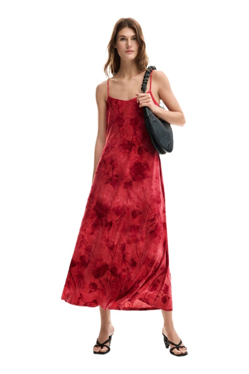 Women's Flocked strap dress