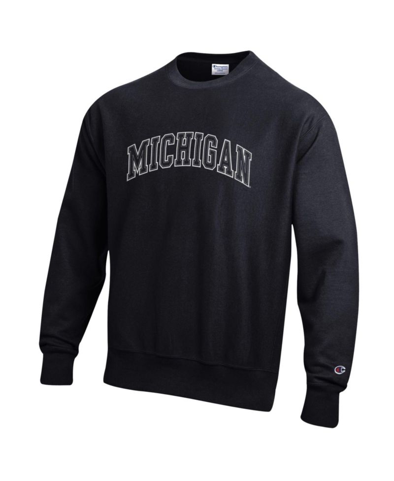 Men's Black Michigan Wolverines Reverse Weave Crewneck Sweatshirt