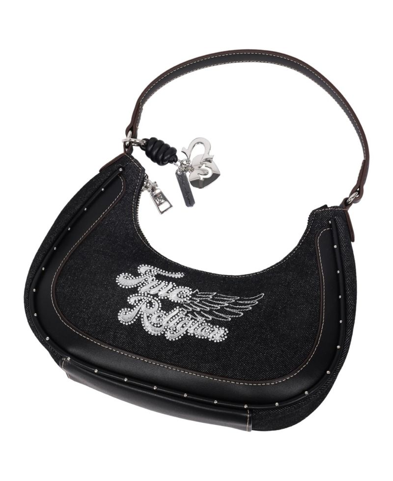 Wing Motif Hobo Bag with Trim