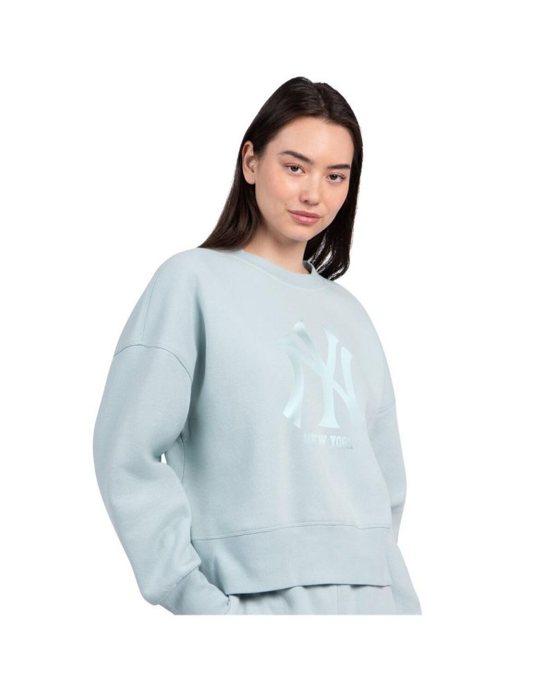 Women's Mint New York Yankees Pastels Boxy Fleece Sweatshirt