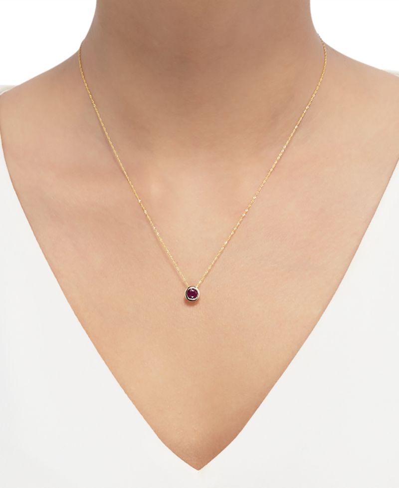 Birthstone 18" Bezel Pendant Necklace in 14k Gold