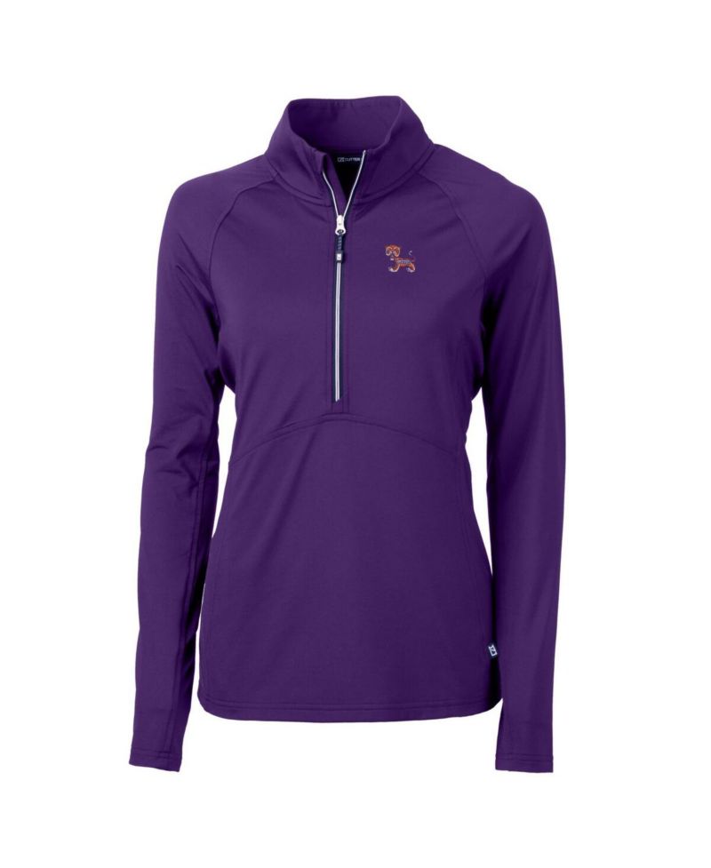 Women's Purple Clemson Tigers Adapt Eco Knit Stretch Half-Zip Pullover Top