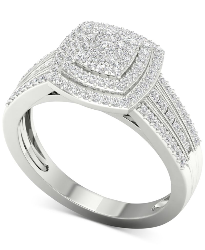 Diamond Cluster Ring (1/2 ct. t.w.) in Sterling Silver