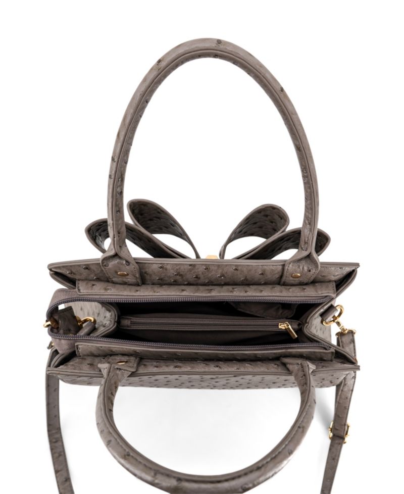 Elodie Embossed Bow Top Handle Medium Satchel Handbag