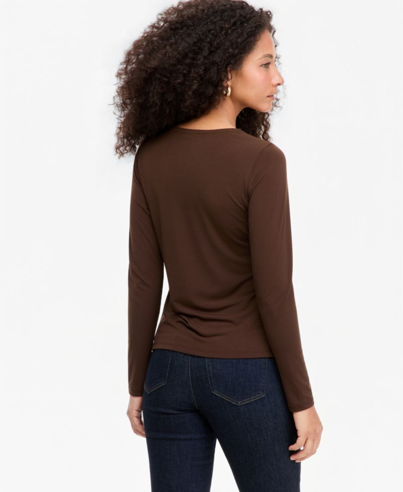 Women's Long-Sleeve Keyhole Twist Top