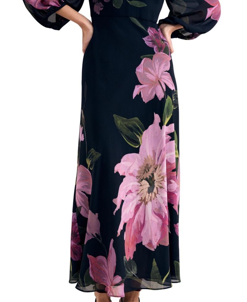 Women's Betty Floral A-Line Billowed 3/4-Sleeve Maxi Dress